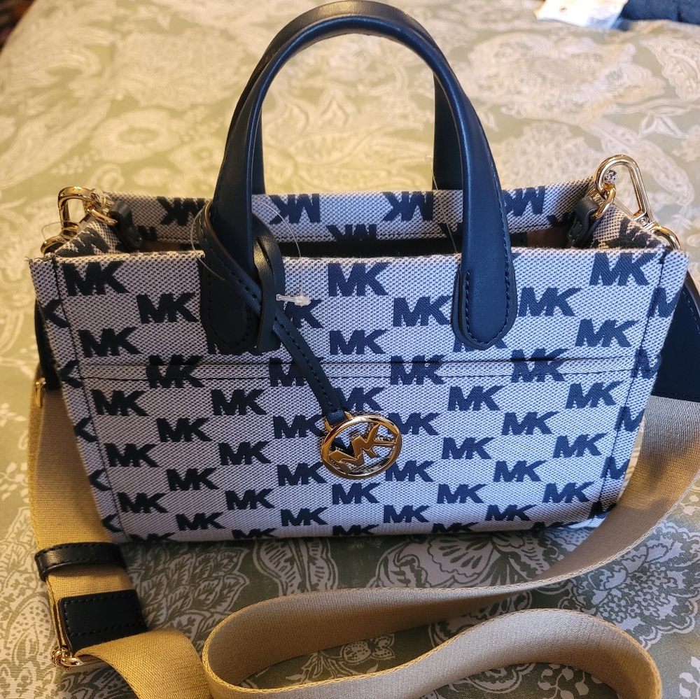 Michael Kors Navy and Cream Crossbody Bag